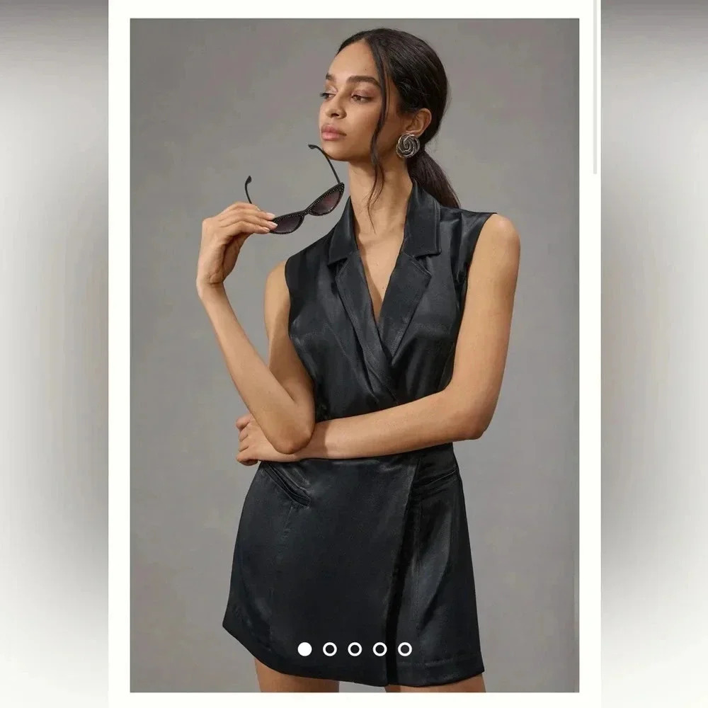 Anthropologie Size 12 Silky Blazer Romper in Black